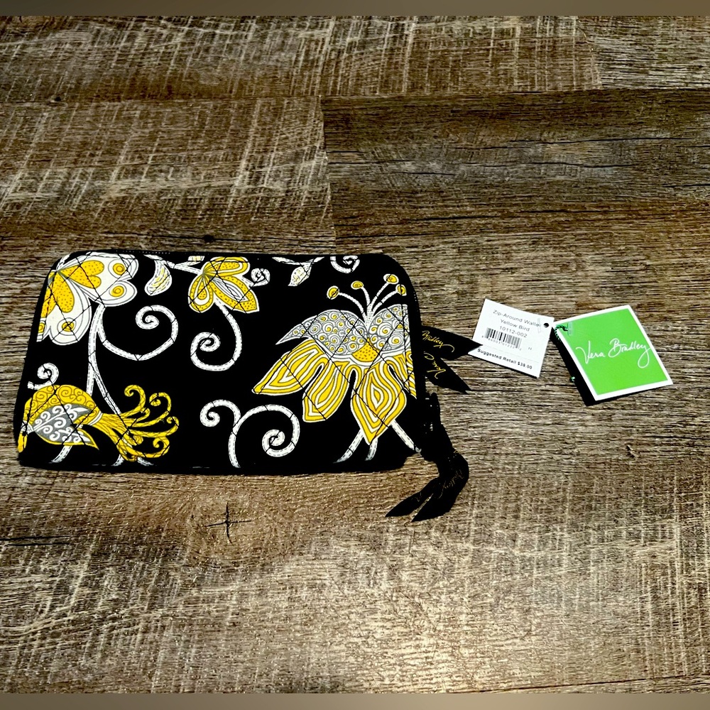 Vintage Vera Bradley Yellow Bird Zip Around Wallet